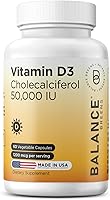 Vista 1 de Balance Breens Vitamina D3 50,000 UI - 60 cápsulas vegetales - Suplemento de vitamina D sin gluten de alta potencia sin OMG