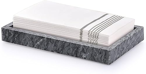Miniatura 1 de Sumnacon Servilletero de piedra de mármol natural para baño, elegante bandeja para servilletas de baño, servilletero negro mármol para baño, mesa de