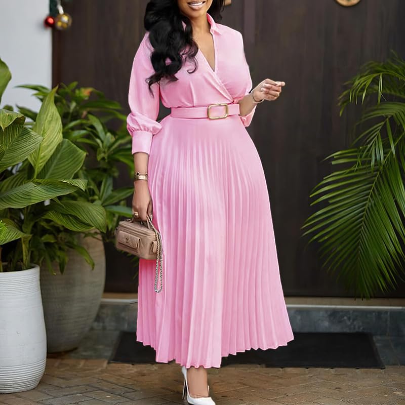 Elainone Women’s 3/4 Sleeve Flared A Line Dress Wedding Guest Casual Semi Formal Office Lady Dresses with Belt2