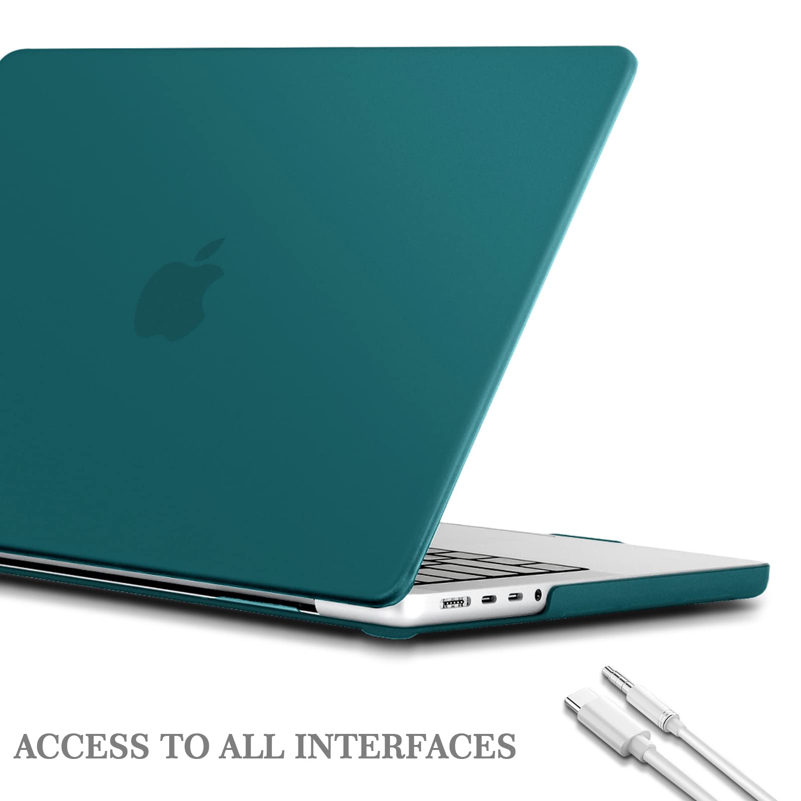 TECOOL Cover per MacBook Pro 14 Pollici M4 M3 M2 M1 Pro/Max 2021-2024 (A3401 A3185 A3112 A2992 A2918 A2779 A2442), Custodia Rigida Protettiva Sottile in Plastica e Copritastiera UE, Turchese Profondo