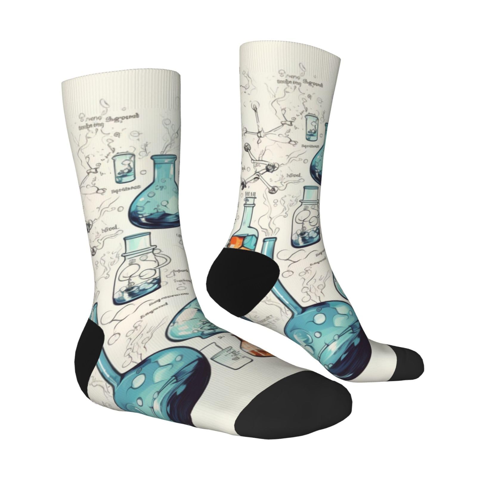 LZQPOEAS Chemistry Print Athletic Socks Unisex Cushioned Crew Socks Hiking Running Calf Sock Soft Above Ankle Sock