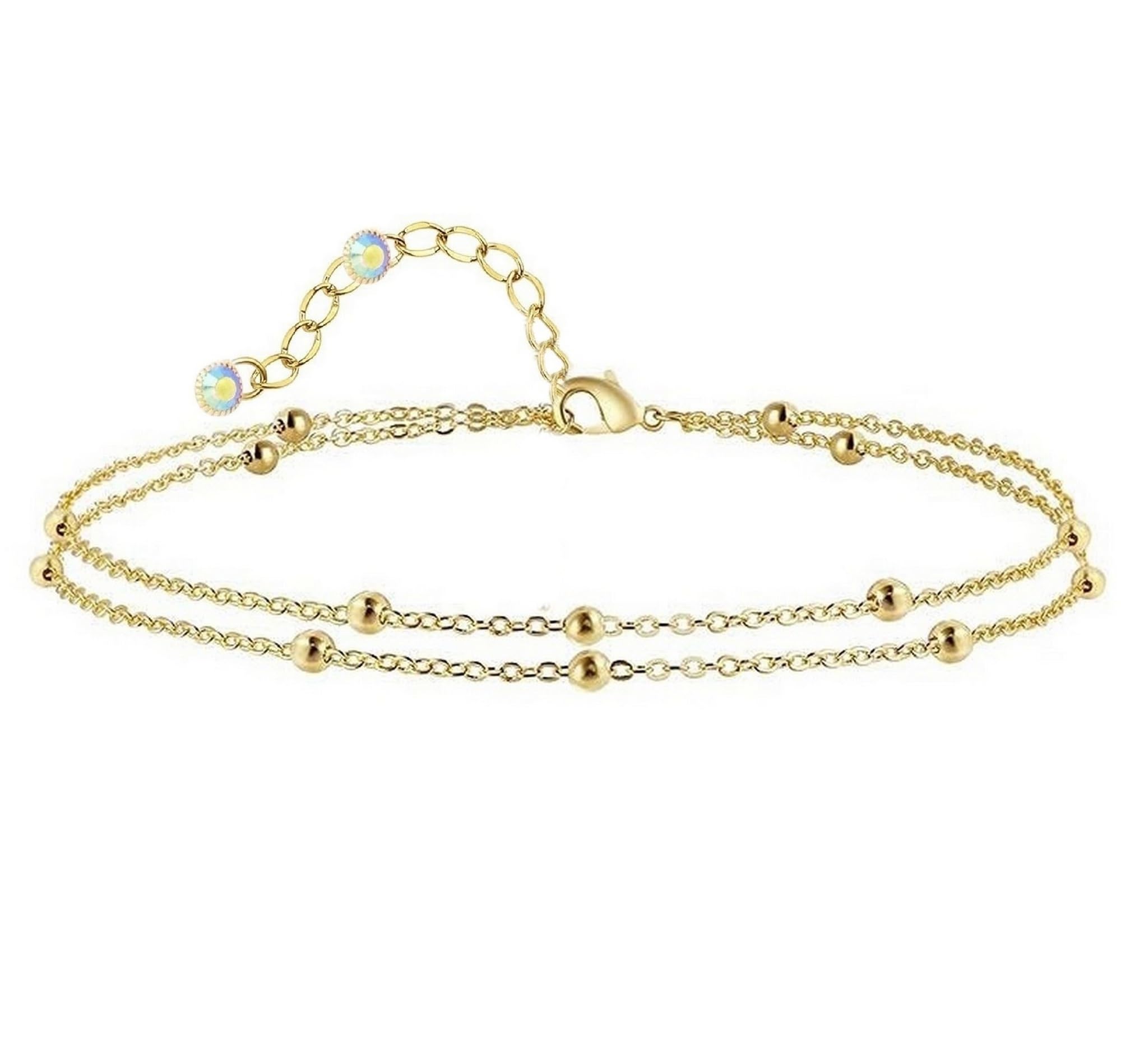 VAMA Trendy Adjustable Double Layered Golden Anklet Leg Chain Toes Foot Ankle Anklets Chains For Girls Women