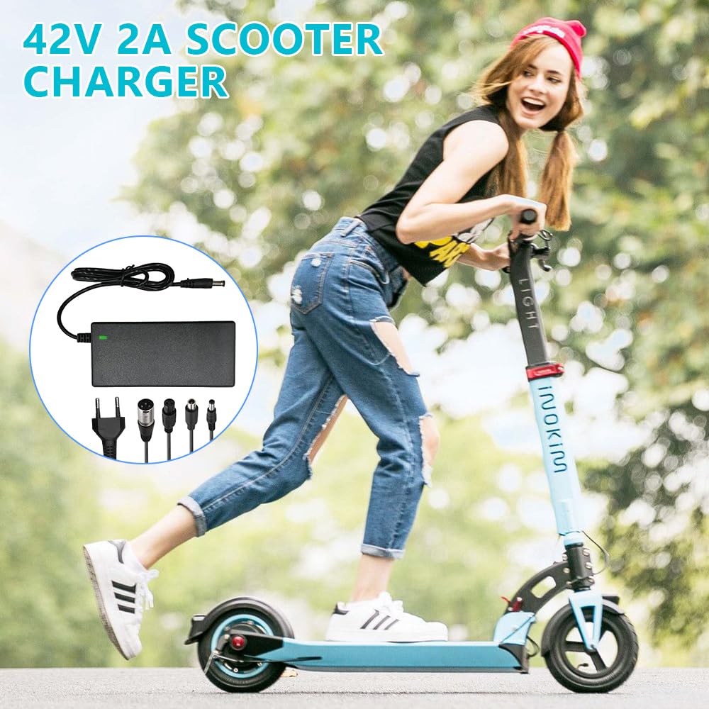 Ładowarka do skutera, Hoverboard, kabel do ładowania, ładowarka do skutera elektrycznego, uniwersalna ładowarka z 3 przyłączami, ładowarka do skuterów 36 V, ładowarka, wyjście 42 V, 2 A,