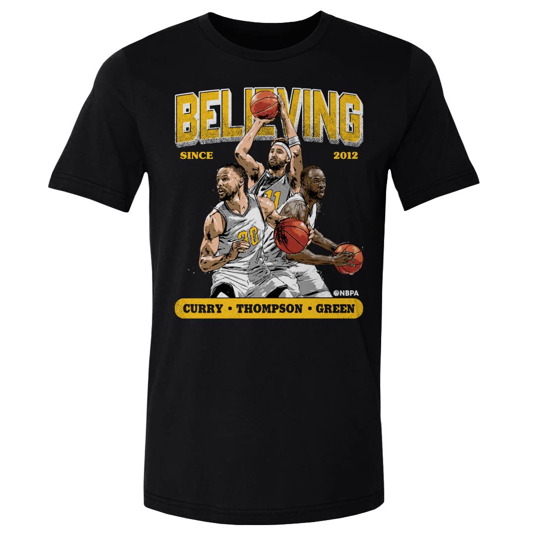 500 LEVEL Steph Curry Shirt - Steph Curry Klay Thompson & Draymond Green Golden State Believing WHT (Black, X-Large)