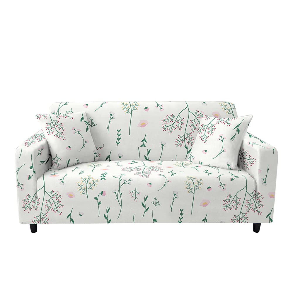 Highdi Flower Branch Leaves Print Sofa Cover 1/2/3/4 Seater, Sofa Slipcover Stretch Washable Furniture Protector Non Slip Sofa Covers For Loveseat Couch Sofa (2 Seater,)