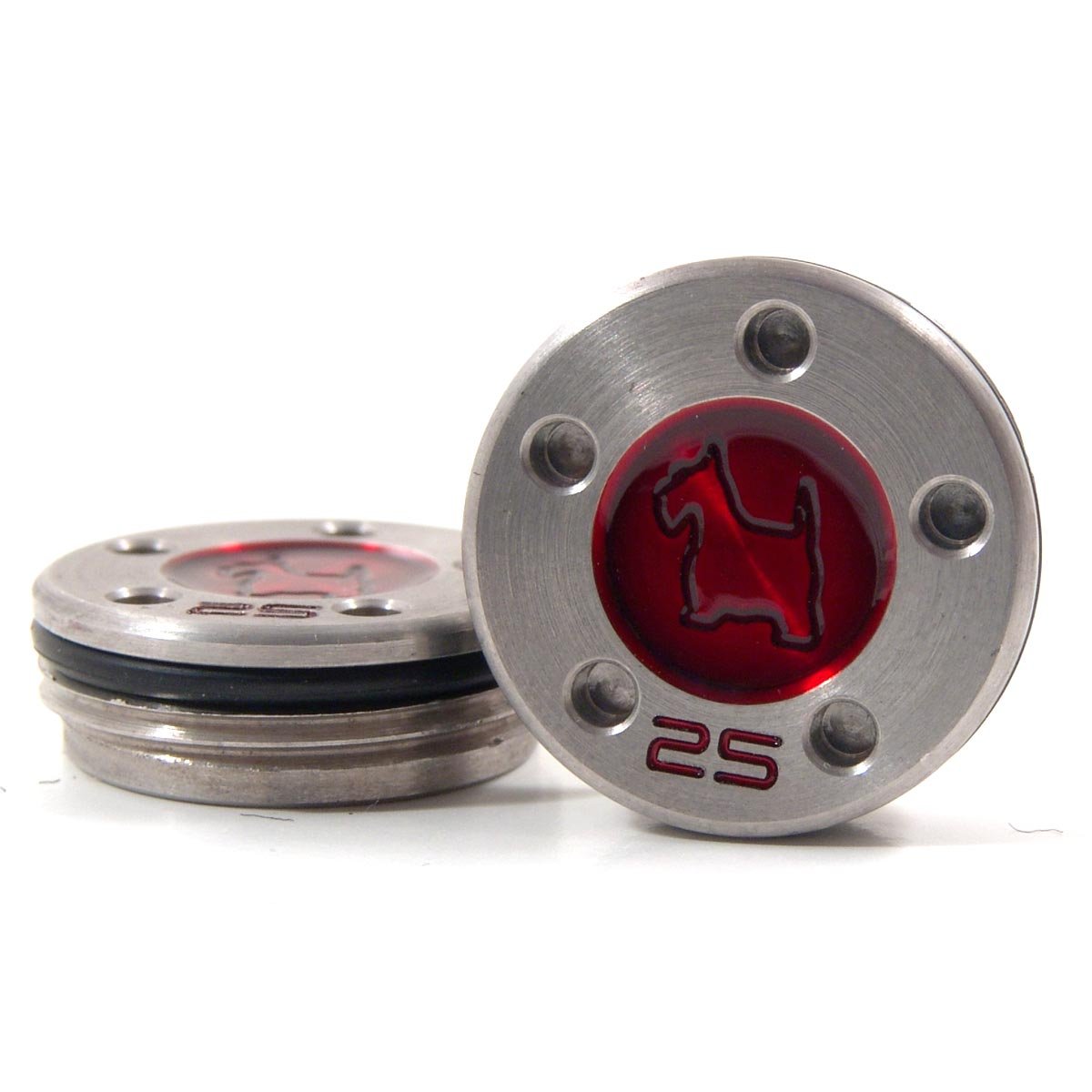 19th Hole Custom Shop 2 of 25g Red Scottie Dog Weight for Scotty Cameron Putters with Wrench Tool (Red)