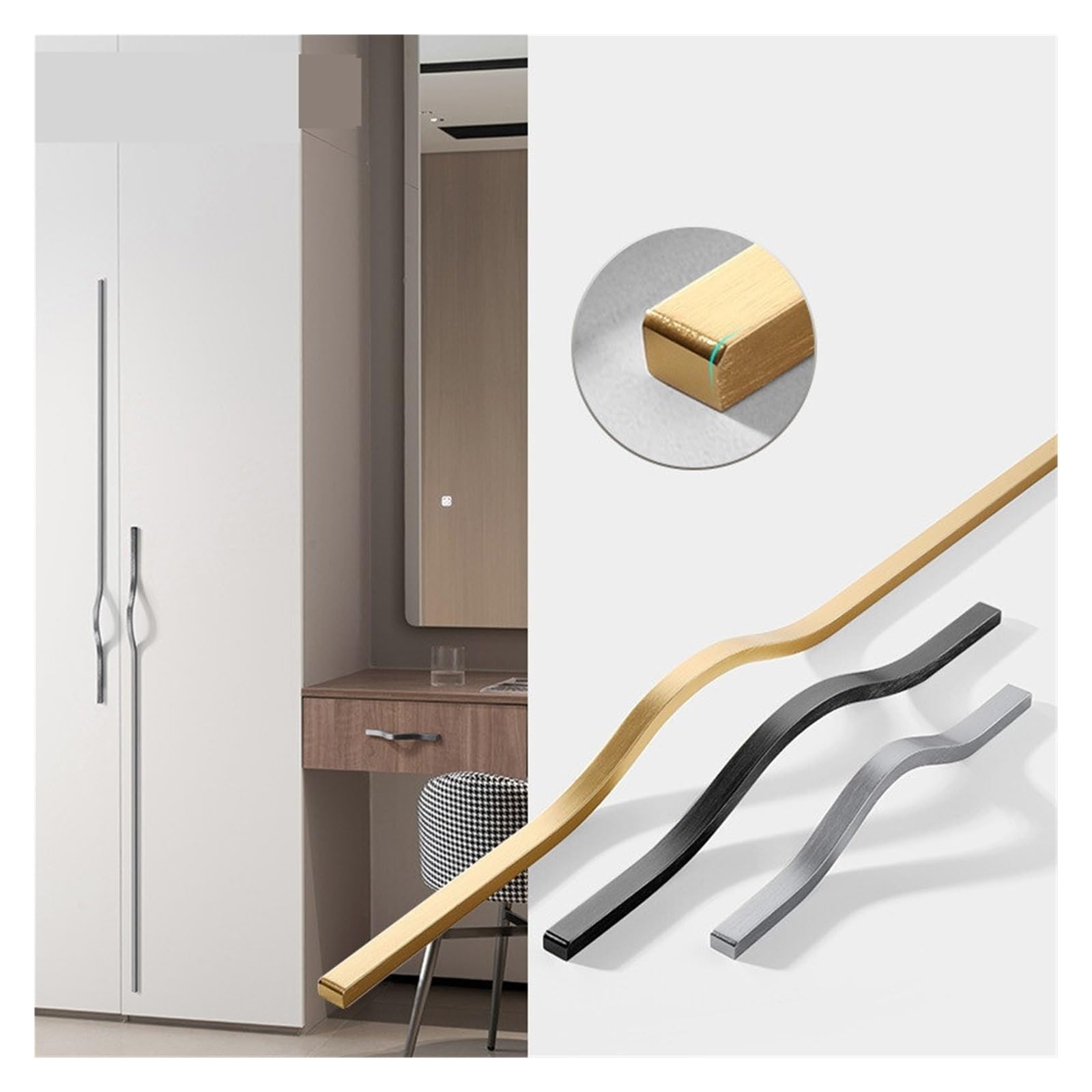 Tiradores de Muebles de Cocina 15 manijas simples de aleación aluminio negras for puertas gabinetes muebles(Brushed grey 320mm)