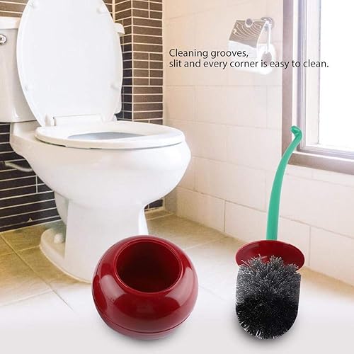 Miniatura 2 de Juego de portaescobillas de inodoro, cepillo Toliet con soporte de pie Cereza - Herramienta de baño de inodoro en forma de lavabo (rojo)