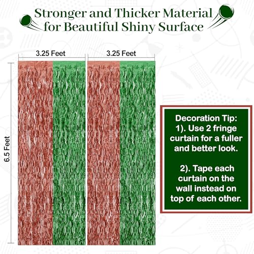 Image of KatchOn, XtraLarge Wave Green and Brown Fringe Football Backdrop - 3.5x6.5 Feet, Pack of 2 | Football Party Decorations, Birthday Party Decorations, Safari Decorations, Jungle Party Decorations