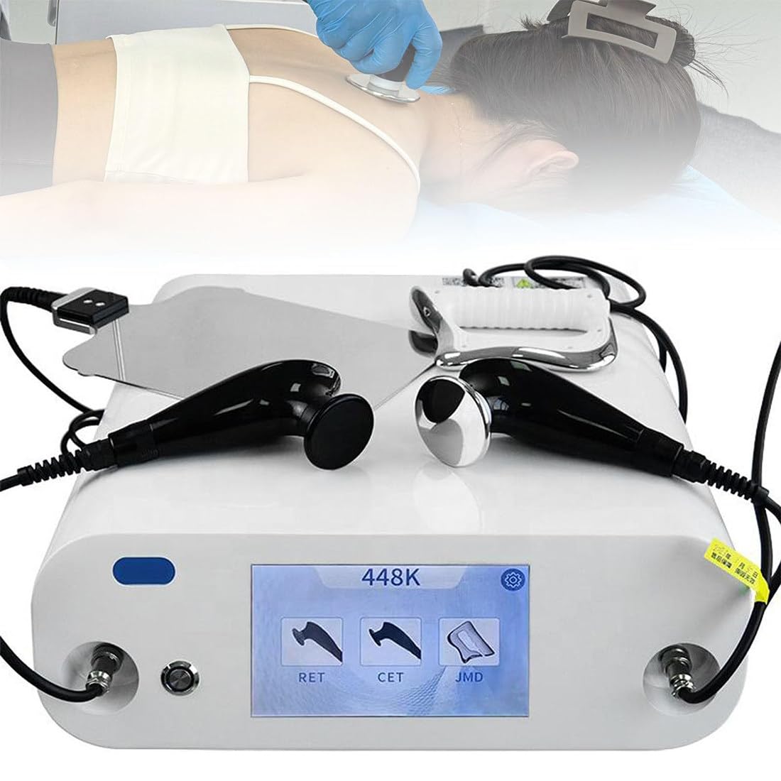 Macchina di terapia di radiofrequenza per il sollevamento di rf, perdita di peso e modellamento del corpo con le maniglie multiple e le postazioni di lavoro per il trattamento fisico profondo