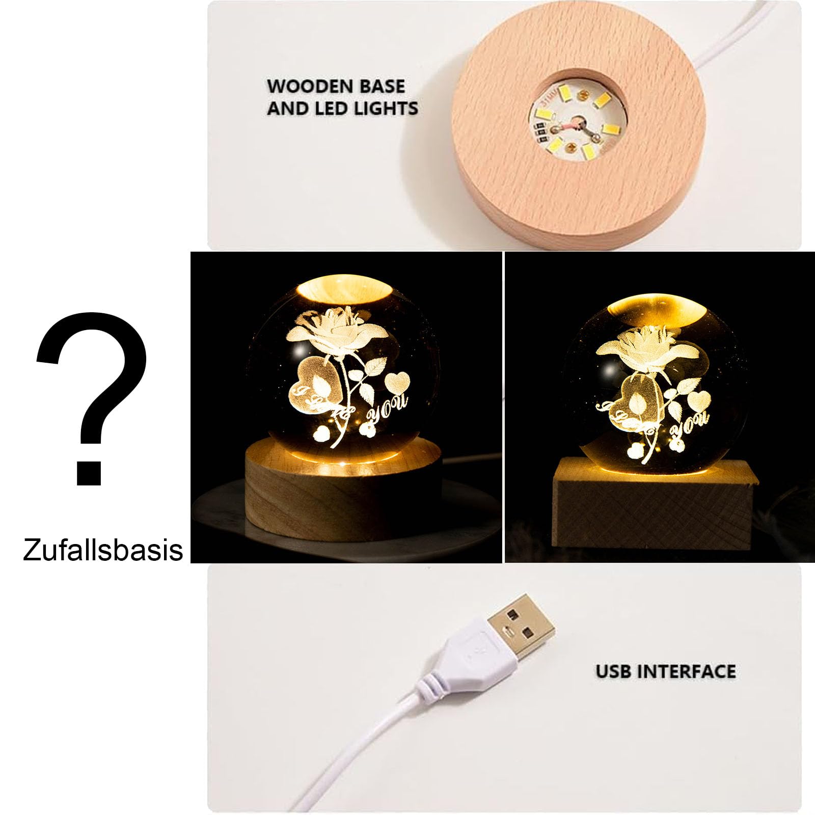 ZVO Creative Night Crystal Ball Night Light Moonlight Flower Light Kids Gift Crystal Ball Night Light Decoration - Image 3