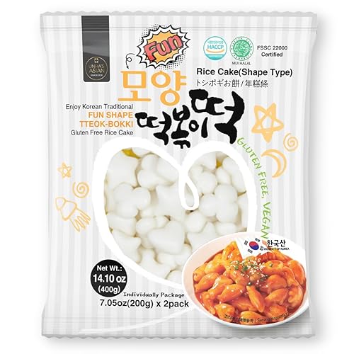 Pastel de arroz coreano Tteokbokki Stick in Fun Shaped 6 pasteles de arroz innovadores de diferentes formas, Mochi Chewy, vegano, sin OMG, sin