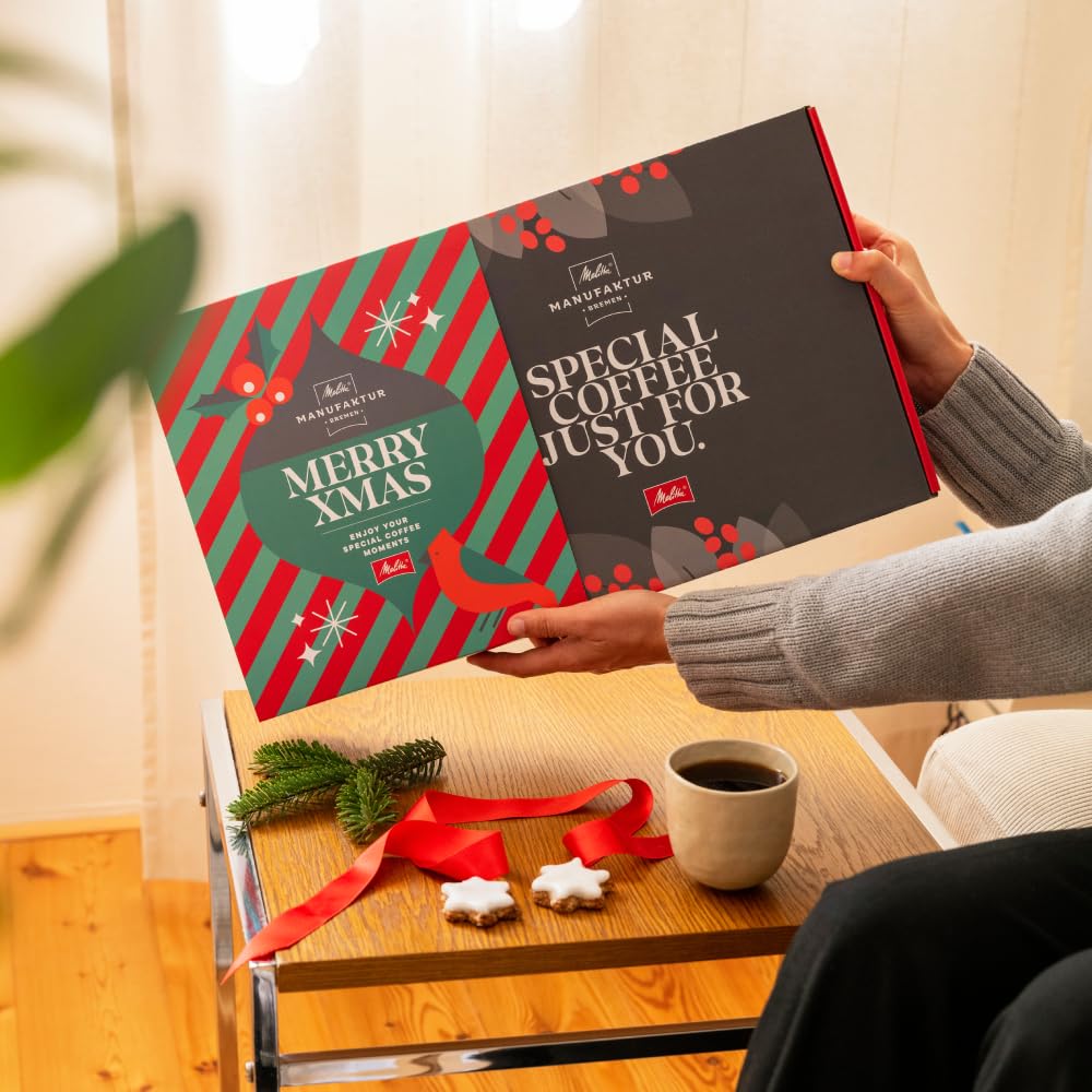 Melitta Kaffee Weihnachts-Geschenkbox - 4 Spezialitätenkaffees, ganze Bohnen, handgeröstet, Geschenkidee zu Weihnachten