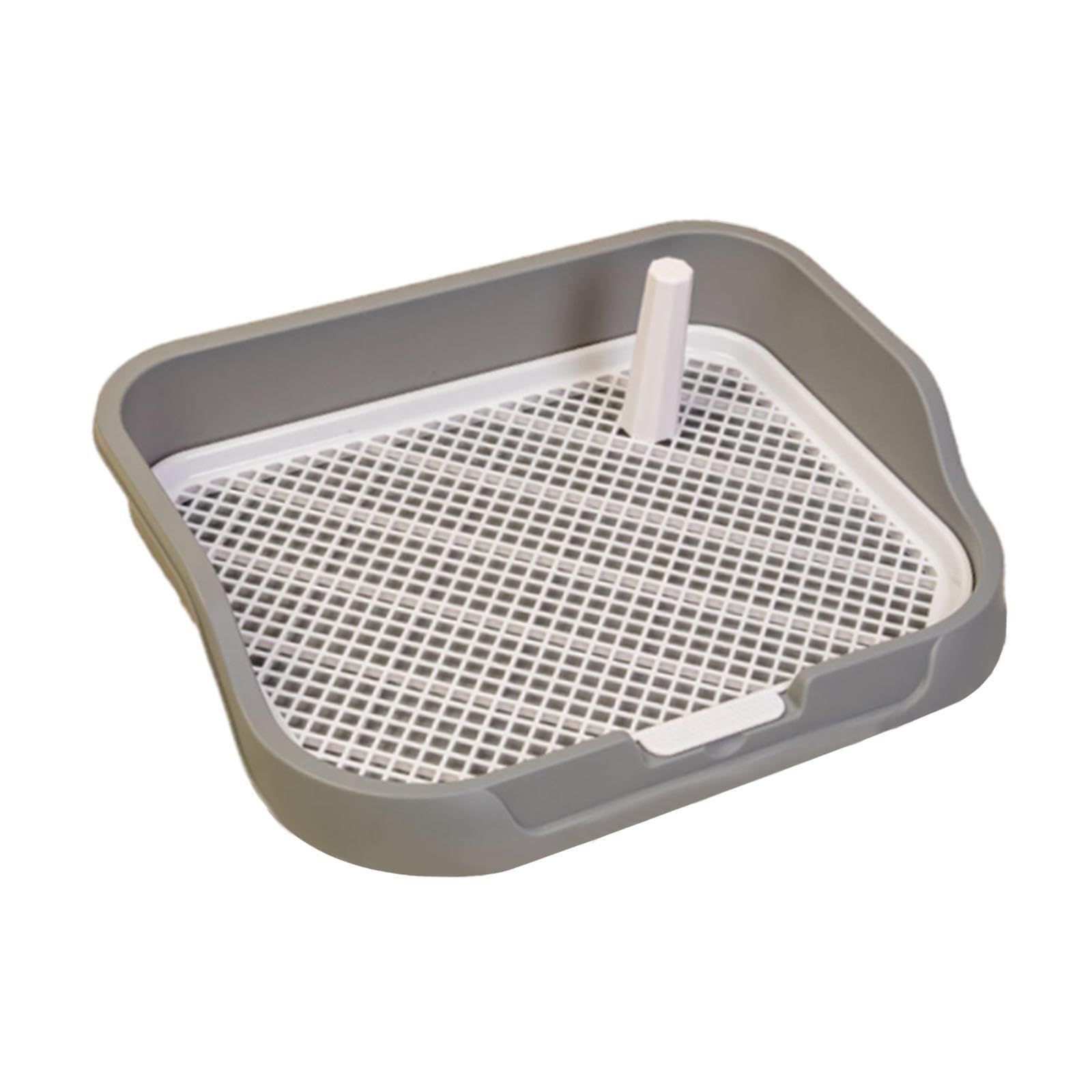 Inodoro para Perros con Columna de Pared Baño Interior con Rejilla de Malla y Poste extraíble para una fácil Limpieza Bandeja para orinales para Perros Inodoro de, Gris Claro, 49x39x10cm