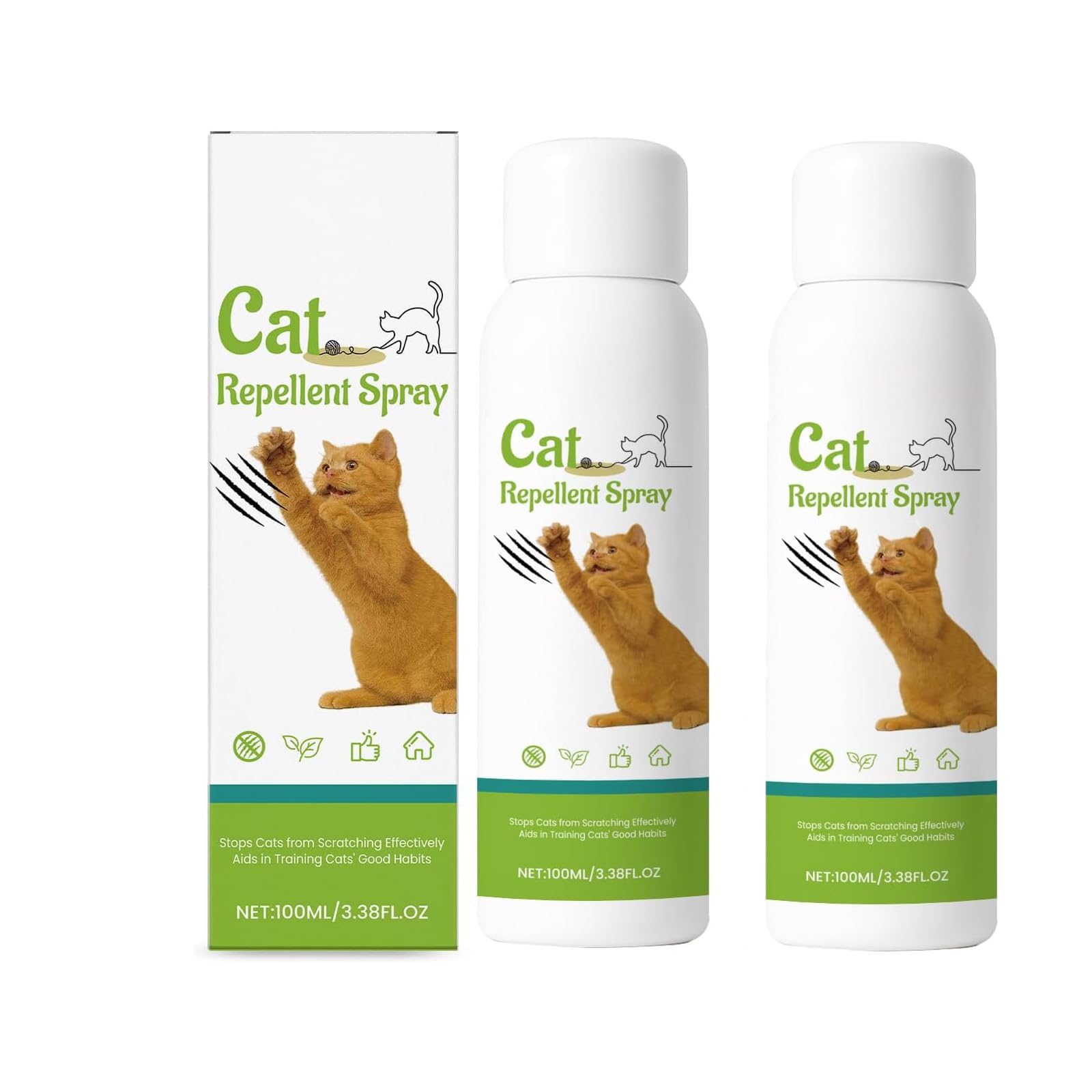 Spray Repelente Natural para Gatos,Spray Antiarañazos Sofa,Que Deja De Rascarse,para Interior Exterior Alfombra Sofá,100ML*2PC