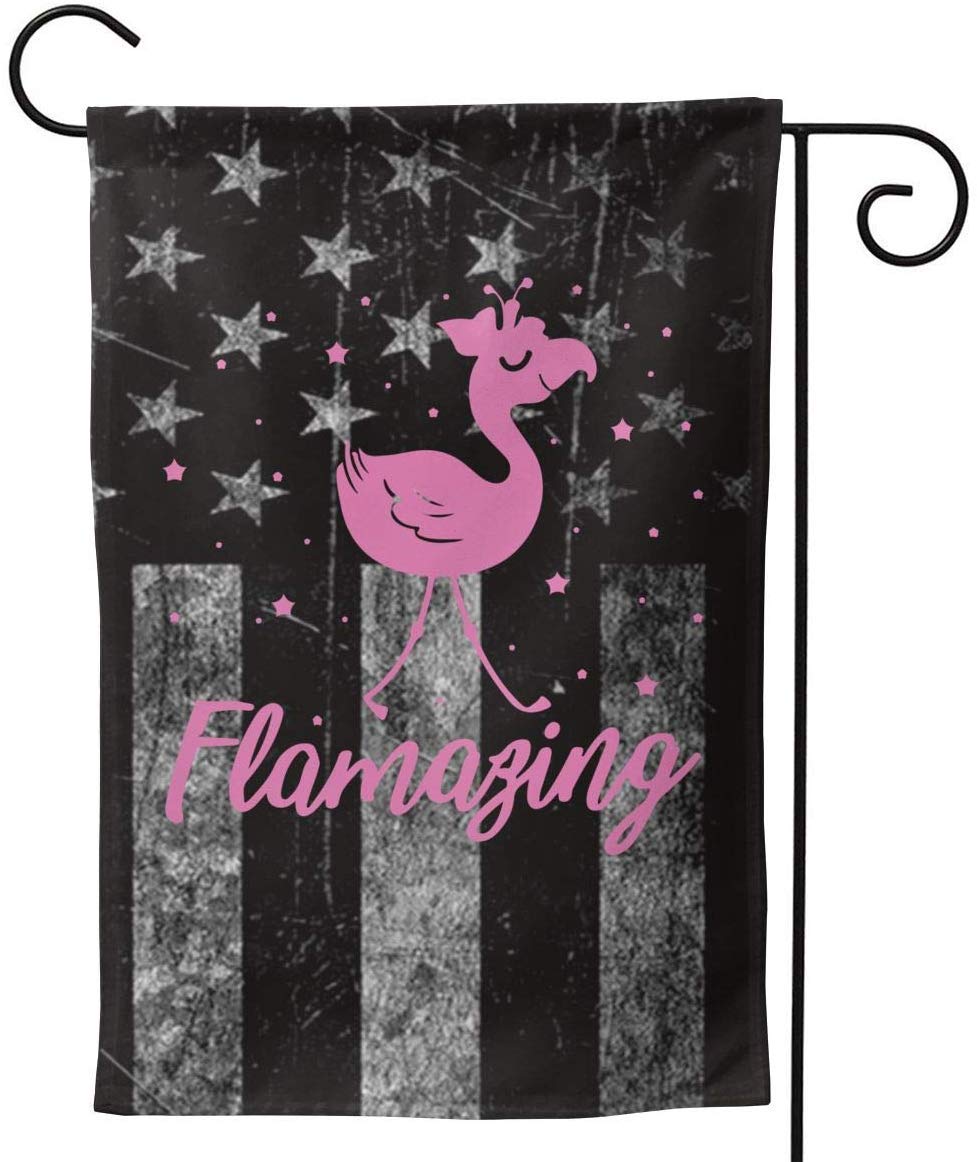 FairyLi Garden Flags Worn-Out Usa Flag Amazing Flamingo Awesome 1 Welcome Large Yard Double Sided House Flag Banners For Patio Lawn Home Outdoor Decor 12.5X18In 28X40In