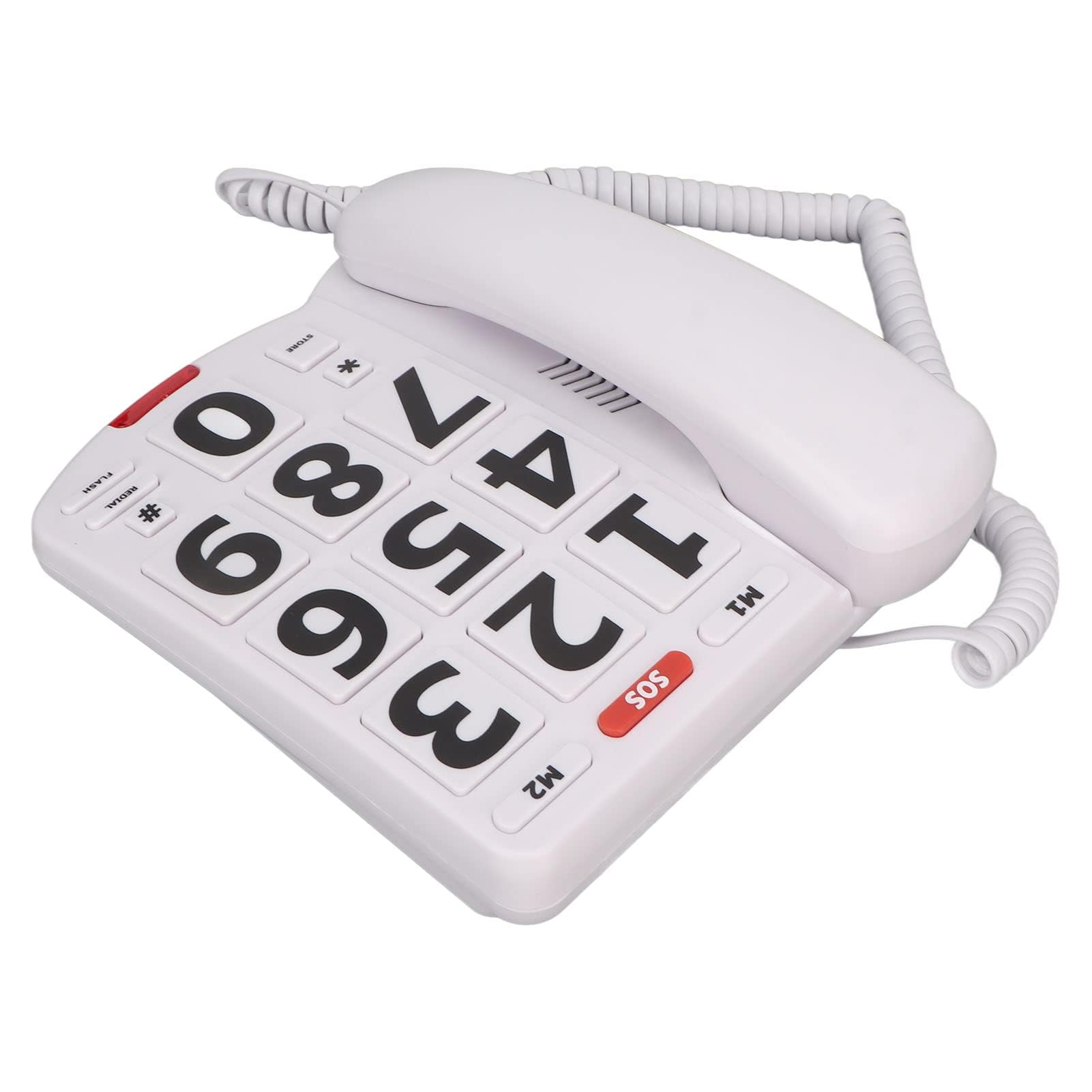 Teléfono de Botón Grande para Personas Mayores, Teléfono Fijo con Cable para Oficina en Casa, Teléfonos Fijos Domésticos de Volumen Ajustable Clásico Simple para Personas Mayores