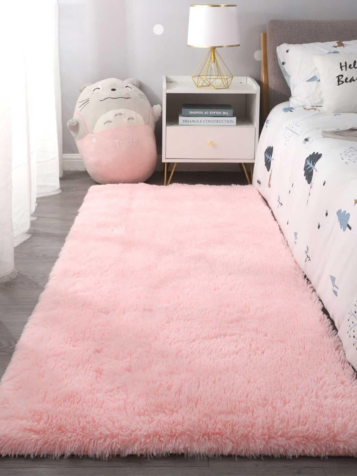 Mukhlis THE Art of Weaving with Device of TC Rectangular Carpet Microfiber Super Soft Extra Fluffy Anti-Skid Shaggy Area Rug Carpet for Dining Room Home Bedroom (2X3 - Pink)-image-28