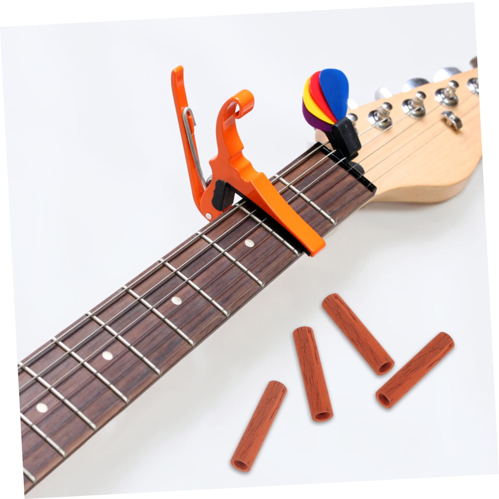 JEWEDECO Bass Supplies Guitar Truss Rod Parts 8pcs Wood Tube Covers Repair Kit for Electric Bass Guitars