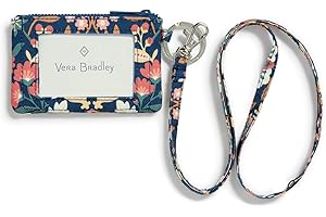 Vera Bradley Women's Enchanted Mandala Blue Reactive Zip ID Case and Lanyard Combo
