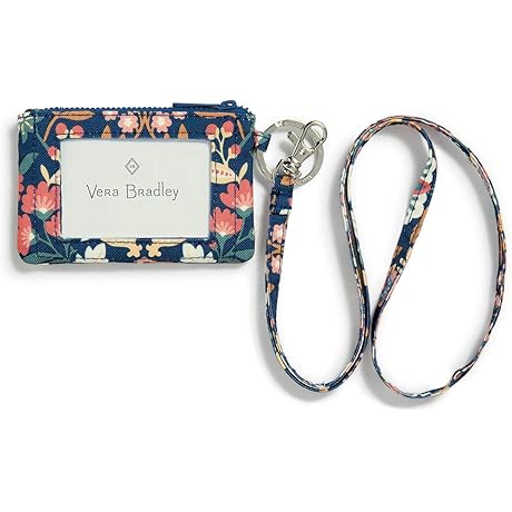 Vera Bradley Women's Enchanted Mandala Blue Reactive Zip ID Case and Lanyard Combo