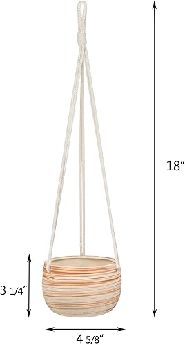 Miniatura 4 de Mkono Macrame Macrame - Maceta de cerámica para colgar, tamaño pequeño, Moderno