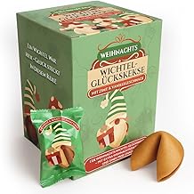 FOOD crew 12 x Christmas Gnome Lucky Cookies - 3 Gnome Motifs - Christmas Lucky Biscuits Ideal as a Secret Santa Gift for Christmas, Advent Calendar Filling or Santa Gifts - Lucky Biscuit Vegan