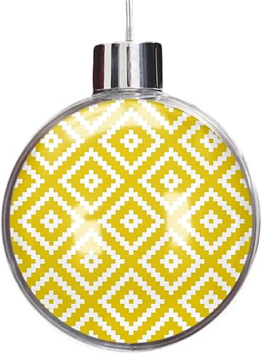 Decoraciones para árbol de Navidad, adornos geométricos amarillos de Navidad 2022 inastillables, arte abstracto blanco moderno, estética, esferas de