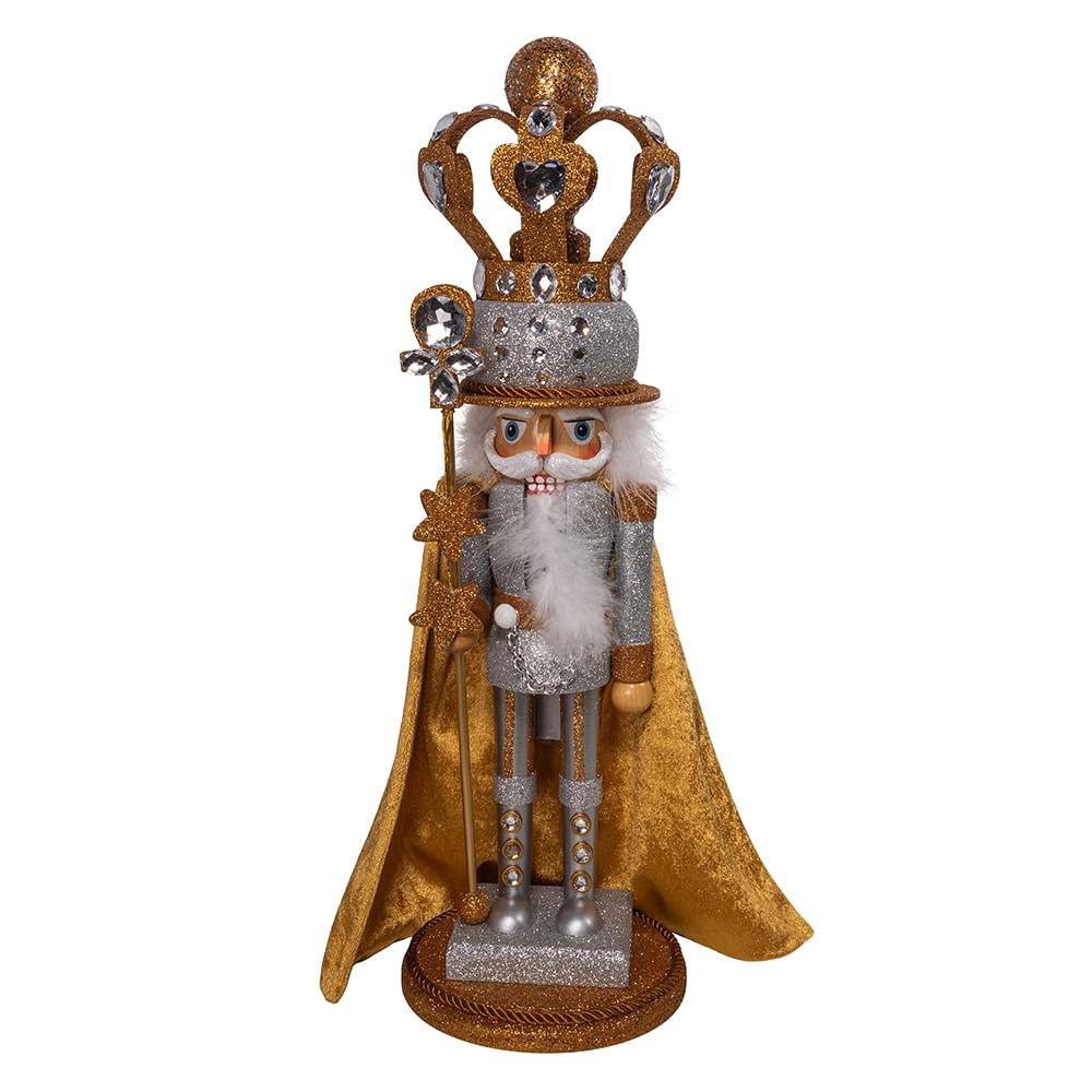 Casse-Noisette Hollywood Kurt Adler argenté doré 50cm : figurine bois et décoration de Noël