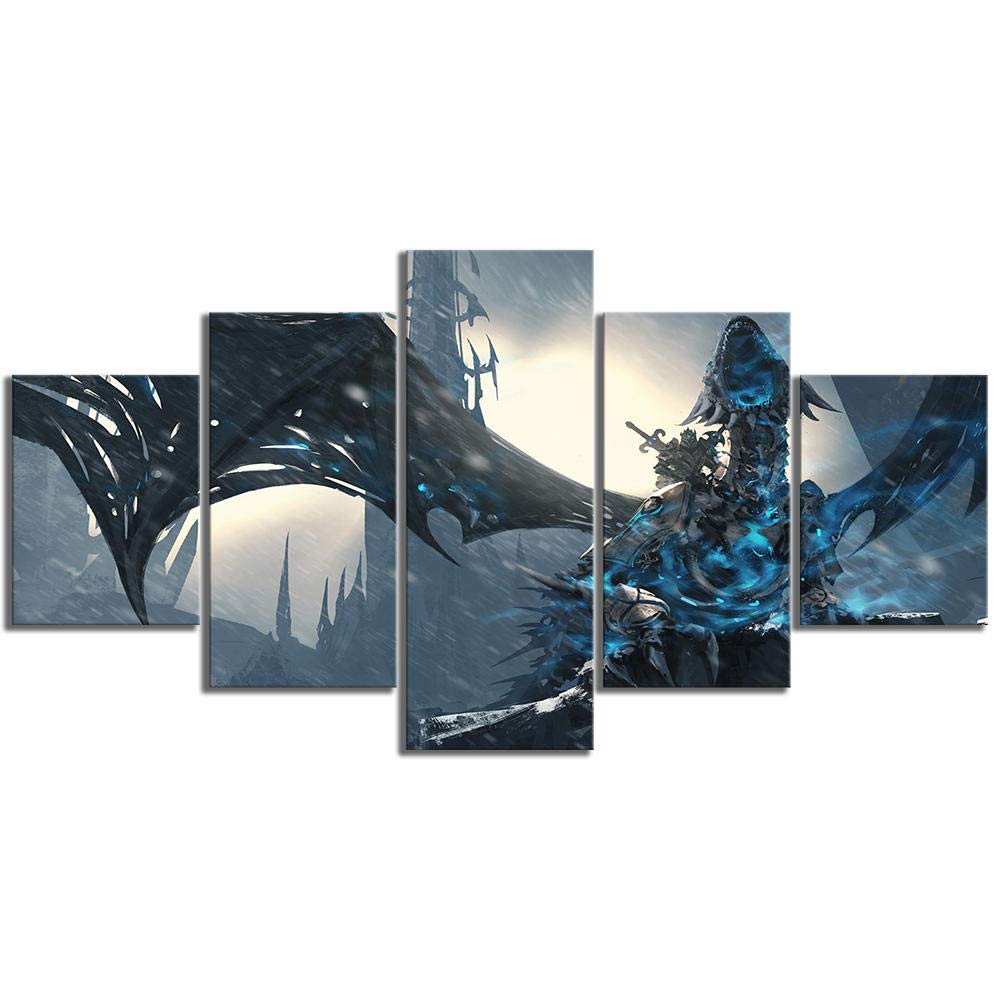 NYJNN5 Canvas Painting Pictures Canvas Posters 5 Panel World Of game role Wrath Of The Lich King Game Painting Printed Photo Painting on Canvas