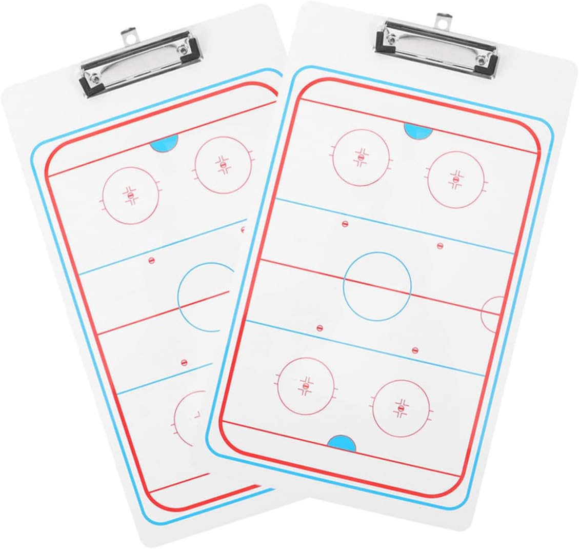 Kisangel 2Pcs Hockey Clipboard Whiteboards for Ice Hockey Durable PVC Reusable Erasable Surface for Strategy Planning and Match Commanding