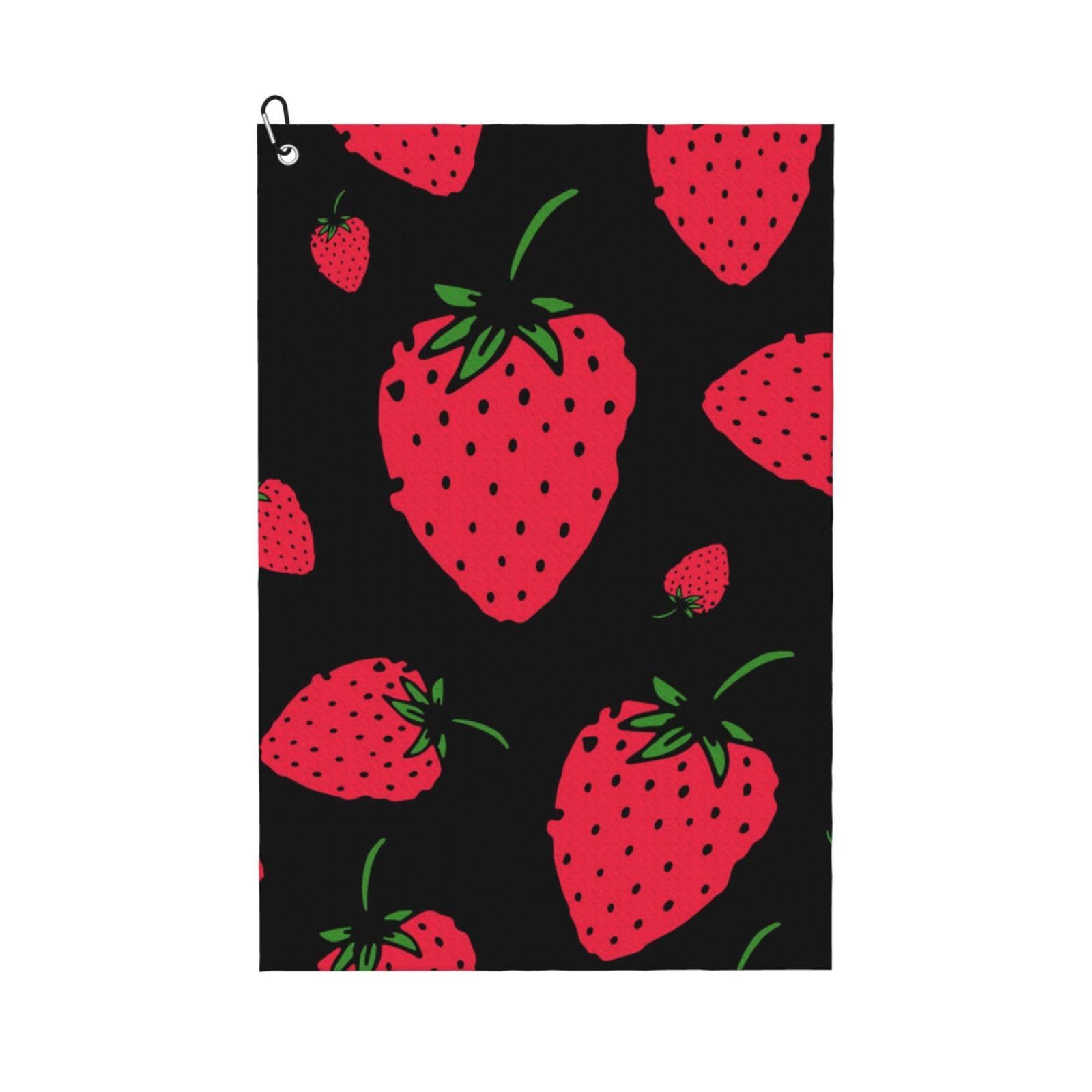 Hnnkloy Strawberry Strawberry, 16x24 in Portable Waffle Golf Towels with Carabiner Clip for Golf Bag