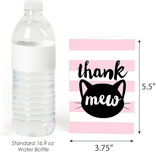 Miniatura 3 de Big Dot of Happiness Purr-fect Kitty Cat - Tarjetas de agradecimiento para baby shower o fiesta de cumpleaños (8 unidades)