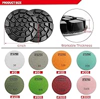 Vista 2 de DT-DIATOOL Almohadillas de Pulido de Piso de Diamante con Enlace de Resina para Piso de Terrazo Diámetro 4 Pulgadas Grano 200 Paquete de 6
