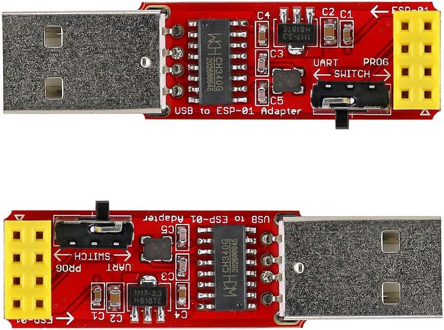 Stemedu 2PCS USB to ESP-01 Adapter, ESP8266 Wireless WiFi Module Wi-Fi CH340G, UART PORG, 4.5-5.5V, 115200 Baud Rate