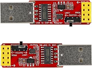 Stemedu 2PCS ESP01 ESP8266 Programmer Serial Adapter, USB to ESP-01 Wireless Programming Debug WiFi Module with CH340G, 4.5-5.5V UART PROG, 115200 Baud Rate