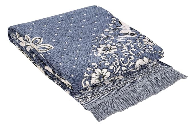 Image of Premium Cotton Carpet for Living Room 5 X 7 FEET | Carpet for Hall /Area Rugs /ChenilleCarpet /CottonCarpet /Carpet for Living Room /Kalin & Dari | Reactangular (Blue)