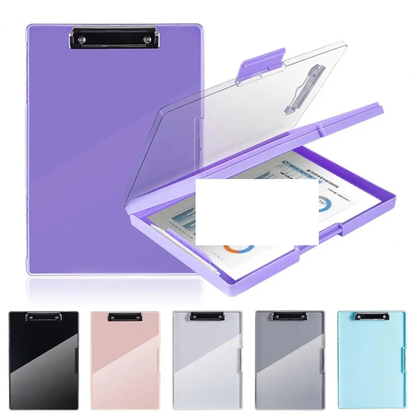 Lavagne per appunti in acrilico, 2 pezzi di fermagli for apertura laterale a doppio strato for ufficio, con custodia for penna, cartella for infermieri, forniture for ufficio for azienda(Black)