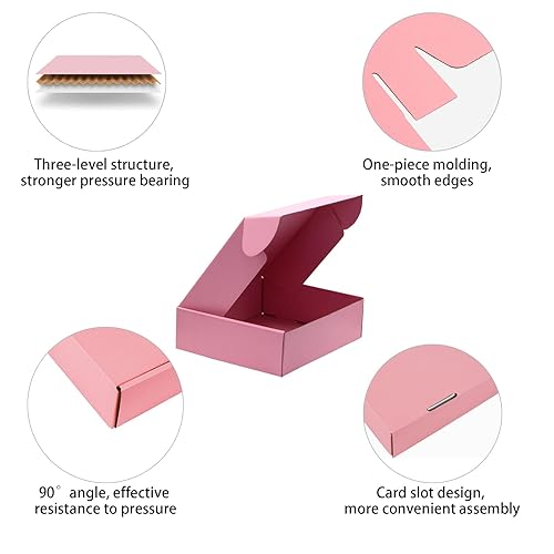 Miniatura 9 de Cajas de envío rosas para pequeñas empresas, 6 x 6 x 2 pulgadas, paquete de 12, cajas de cartón corrugado para envío, embalaje, almacenamiento,