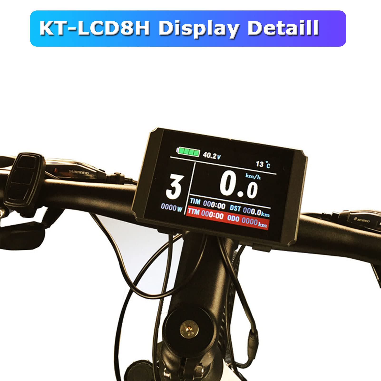 Affichage LCD à vélo électrique, 24V / 36V / 48V Contrôleur de vélos électriques étanche Affichage du Panneau de Commande d'évitement LCD Affichage LCD8H pour Le contrôleur KT