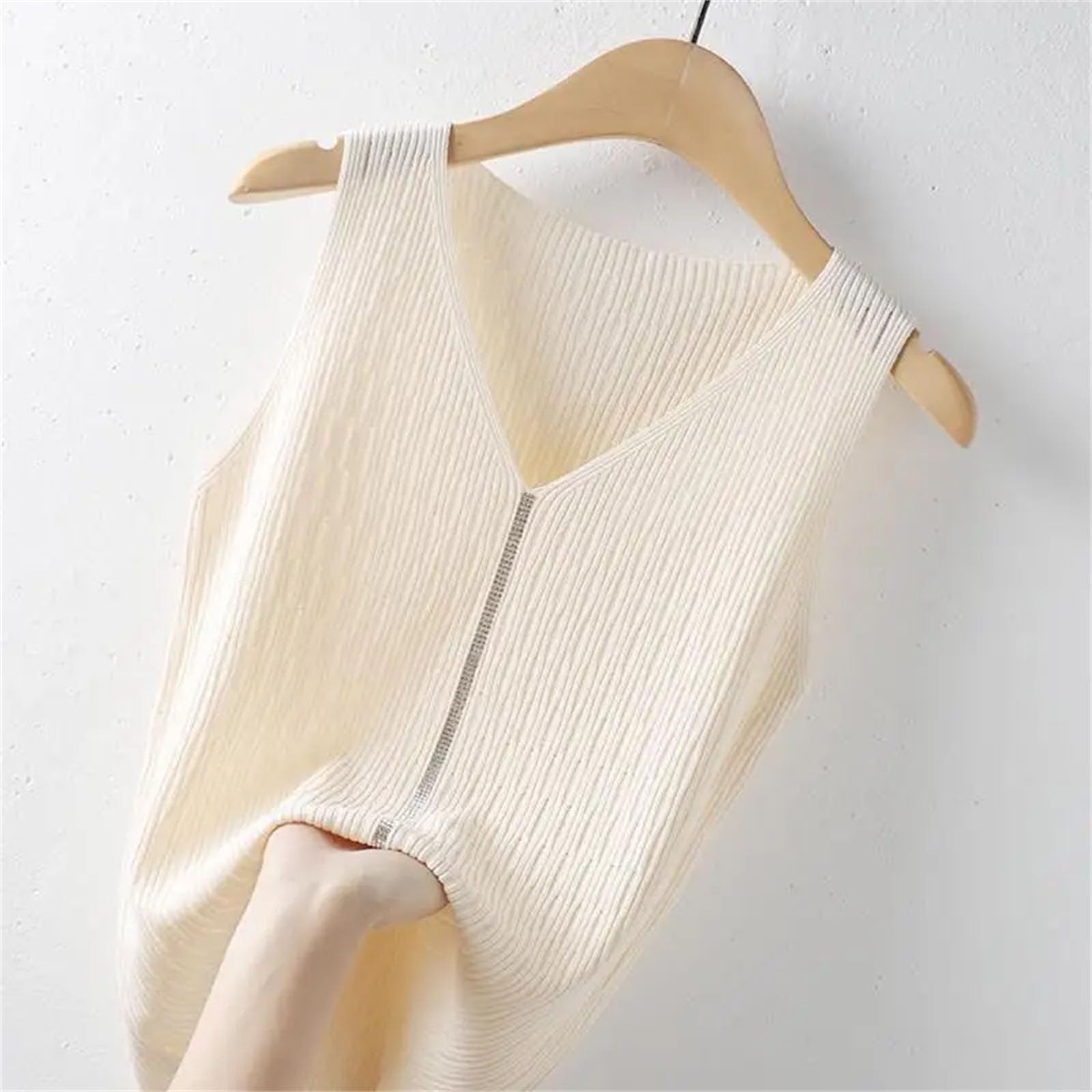Camiseta corta de seda con tirantes para mujer, cuello en V, base delgada