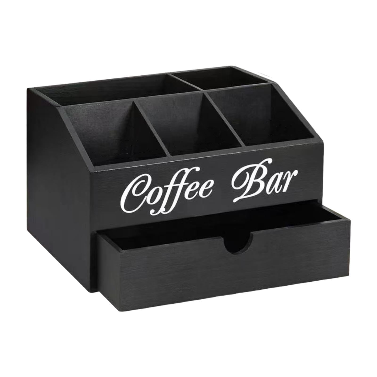 Organizador de Estación de Café, Organizador de Cápsulas de Café con Compartimentos Espaciosos, Cesta de Madera para Condimentos, Dispensador de Té, a, Style B, Individual