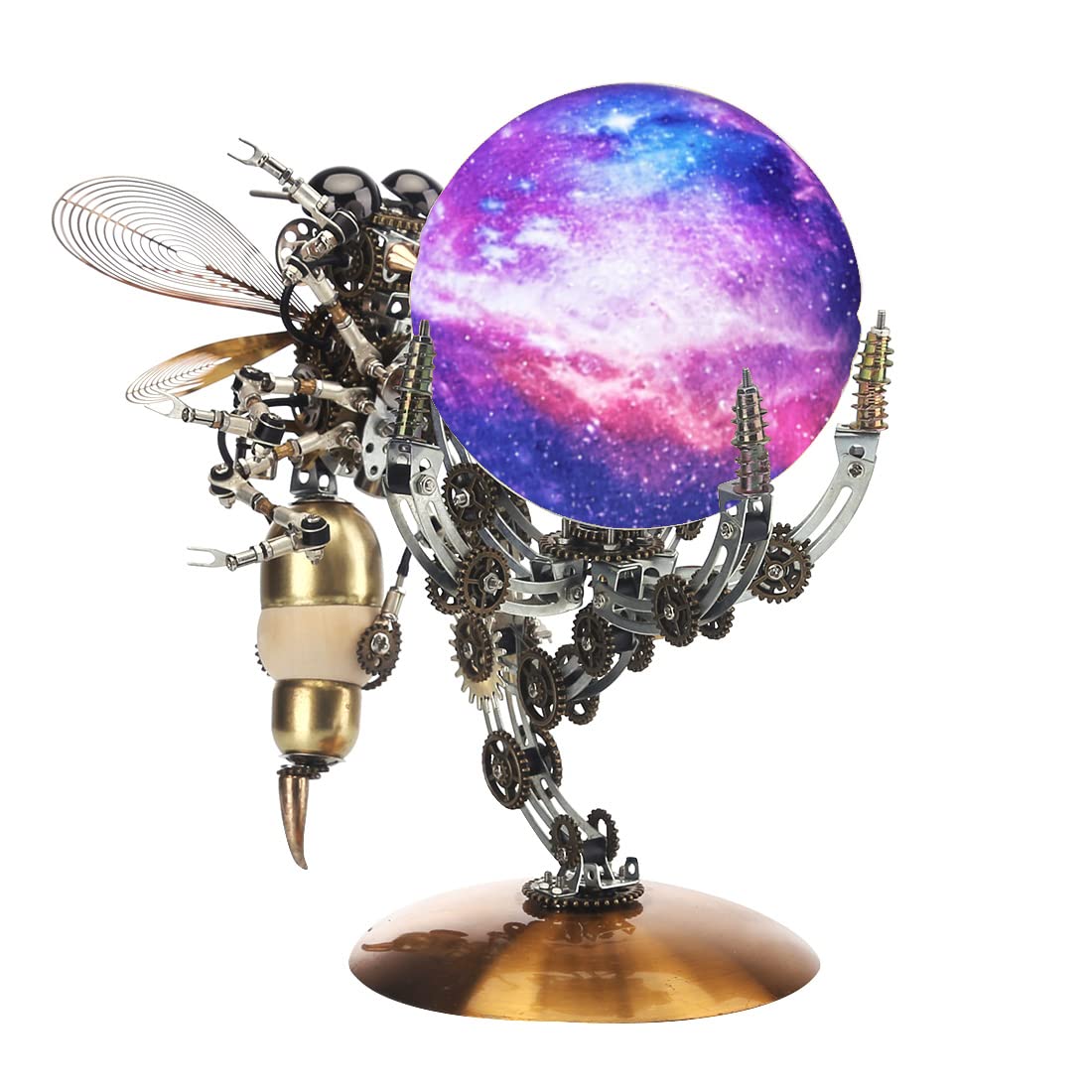 Steampunk Mechanical Wasp 3D DIY Metal Insect Puzzle Model with Movable Claws & Lamp,627PCS Collectible Art Kit for Adults & Teens Unique Desk Decor Gift — image 1