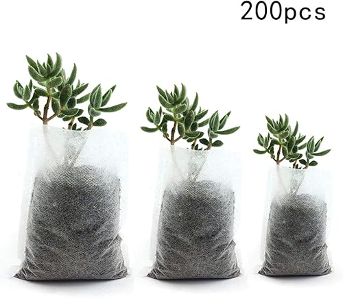 Miniatura 7 de MODUDY Bolsas biodegradables no tejidas, 600 bolsas de vivero de plantas, bolsas de cultivo de plantas, macetas de plántulas de tela, contenedor de