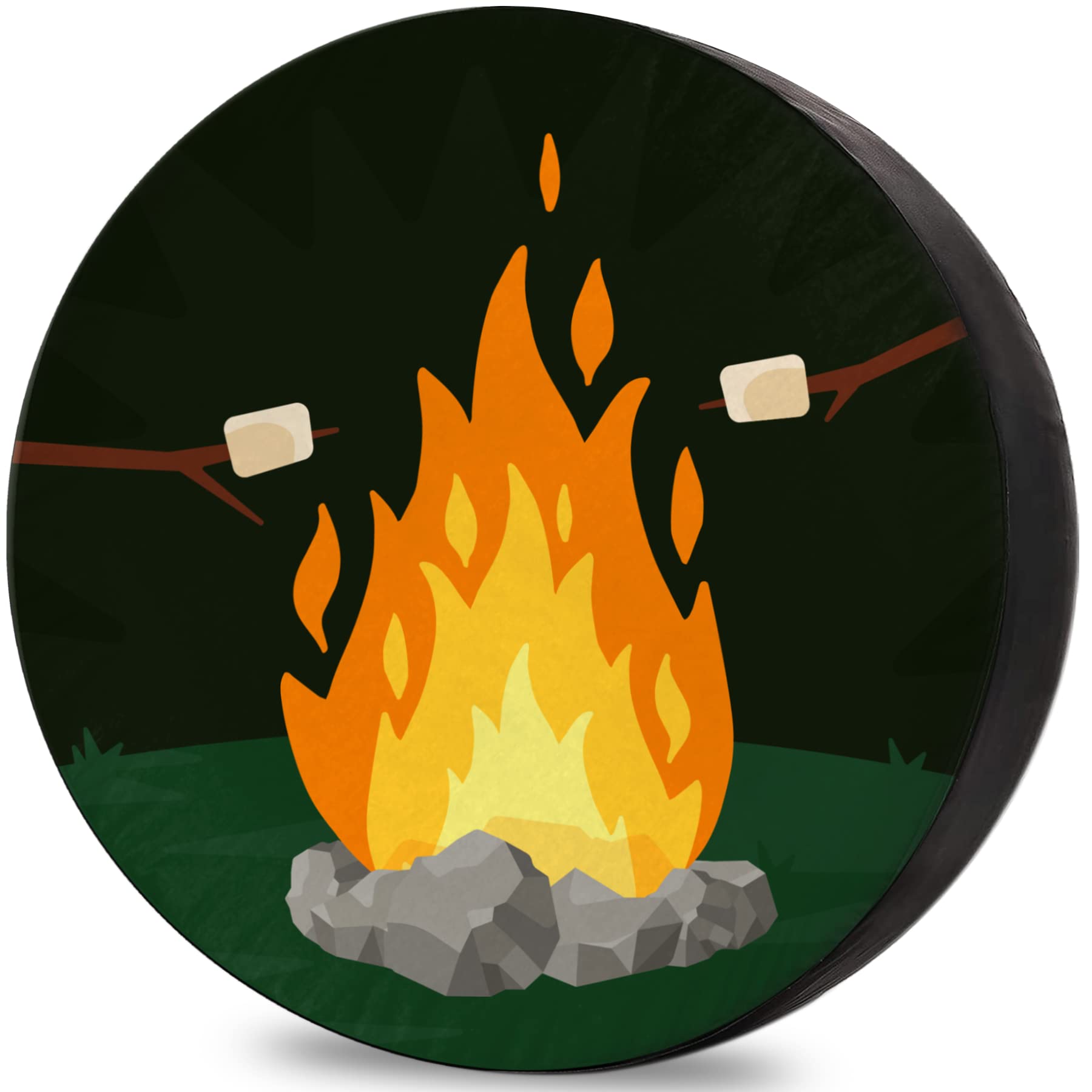 RV Spare Tire Cover Camping Fire and Marshmallows Waterproof DustProof Universal for Trailer SUV Van Camp Travel Trailer 15 Inch Wheel
