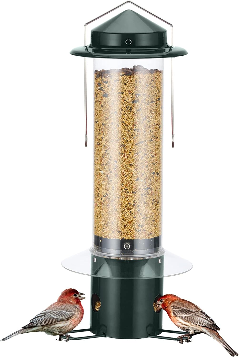 Kingsyard SquirrelProof Bird Feeder w/3 Feeding Ports, Heavy Duty Metal Tube Birdfeeder for