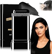 KriVat Long-Lasting Cover-Up Hair Powder - Black, Covers Grey Roots Bald Spots Instantly Highly Pigmented Fuller Denser Look Matte Finish Fine Hair Color Touch Up Stick Comb Flawless Application, 20gm