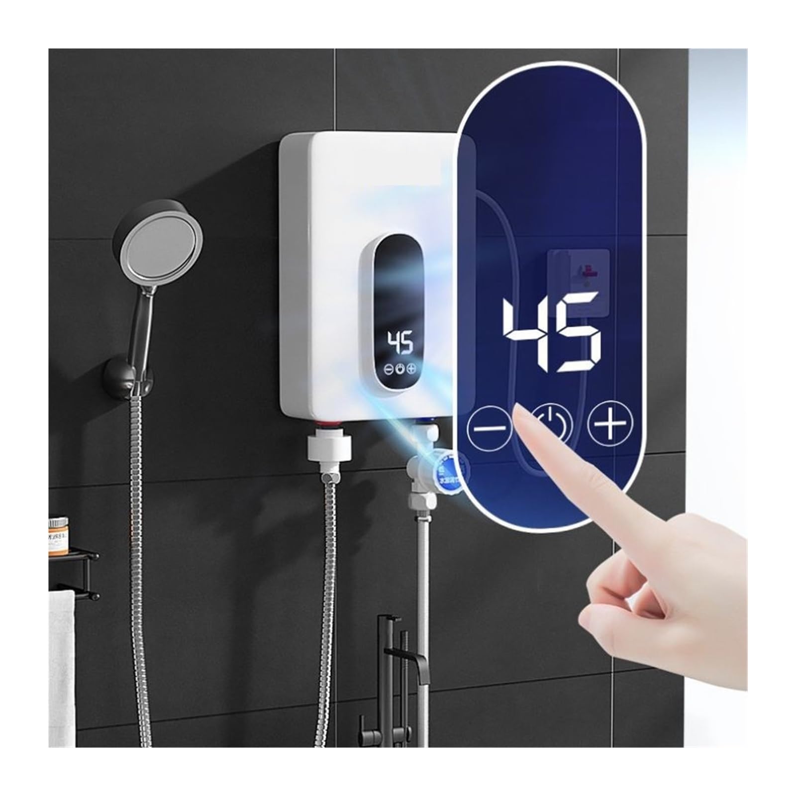 Scaldabagno Elettrico, Riscaldatore Di Acqua Calda 5500W Riscaldatore Di Acqua Senza Serbatoio Istantaneo Termostato Riscaldatore A Induzione Smart Touch Riscaldatori Elettrici Doccia Automatica