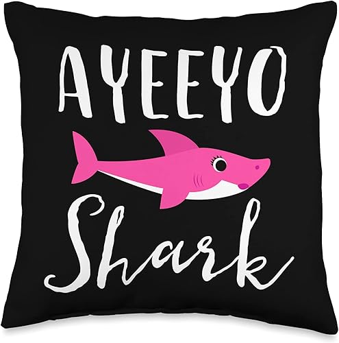 Funny Grandma Novelty Gifts Ayeeyo - Almohada gráfica con diseño de tiburón rosa, abuela, abuela, 16 x 16 pulgadas, multicolor