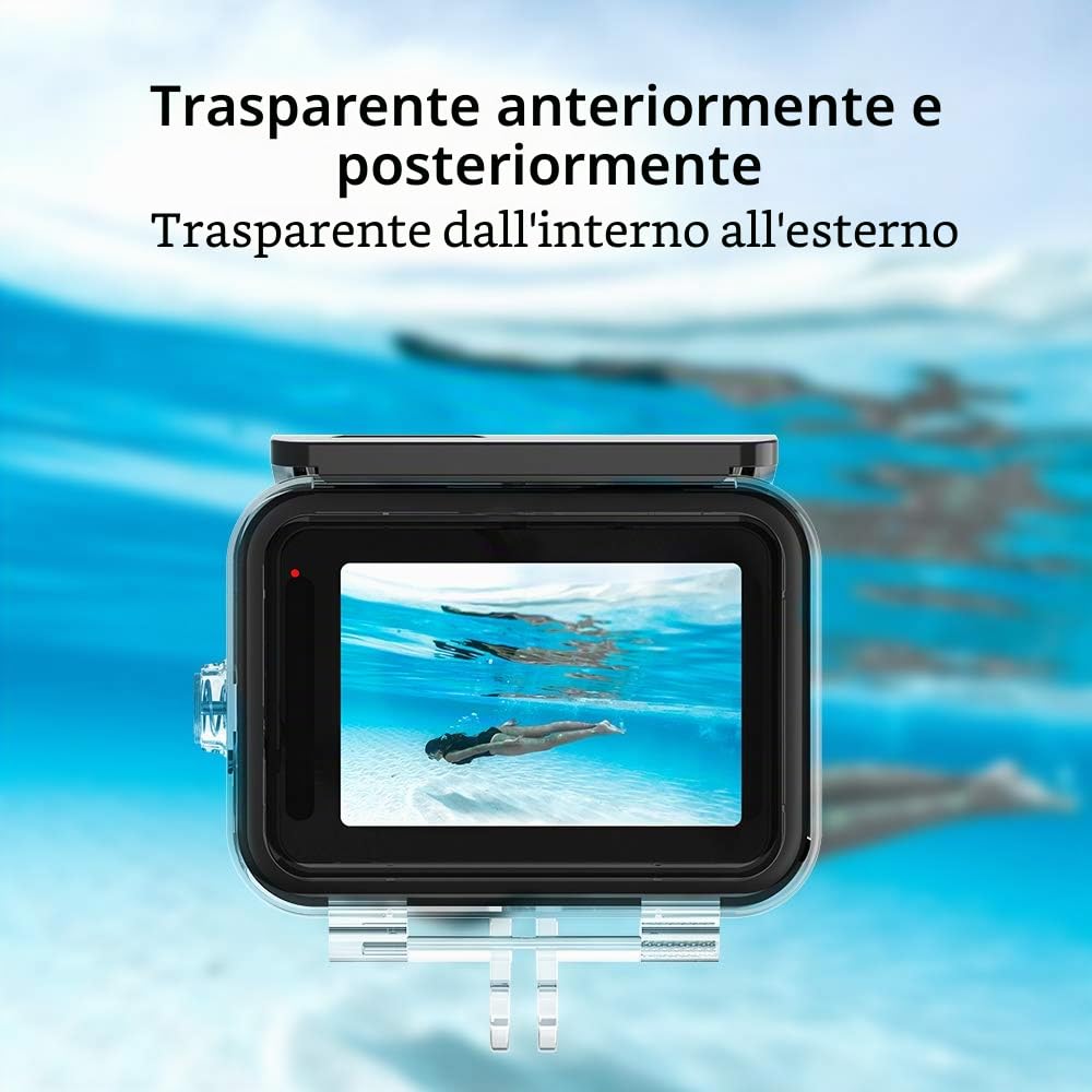 Custodia Subacquea REYGEAK Per GoPro Hero 12/11/10/9 – Impermeabile Fino A 45m, Touch Screen, Vetro Temperato, Supporto Rapido